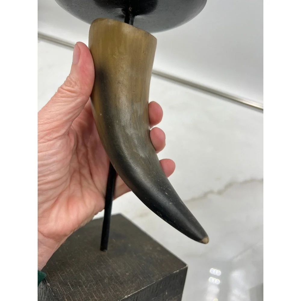 Elements Faux Horn Pillar Candle Holders Set of 2 Rustic Lodge Decor Black Tan